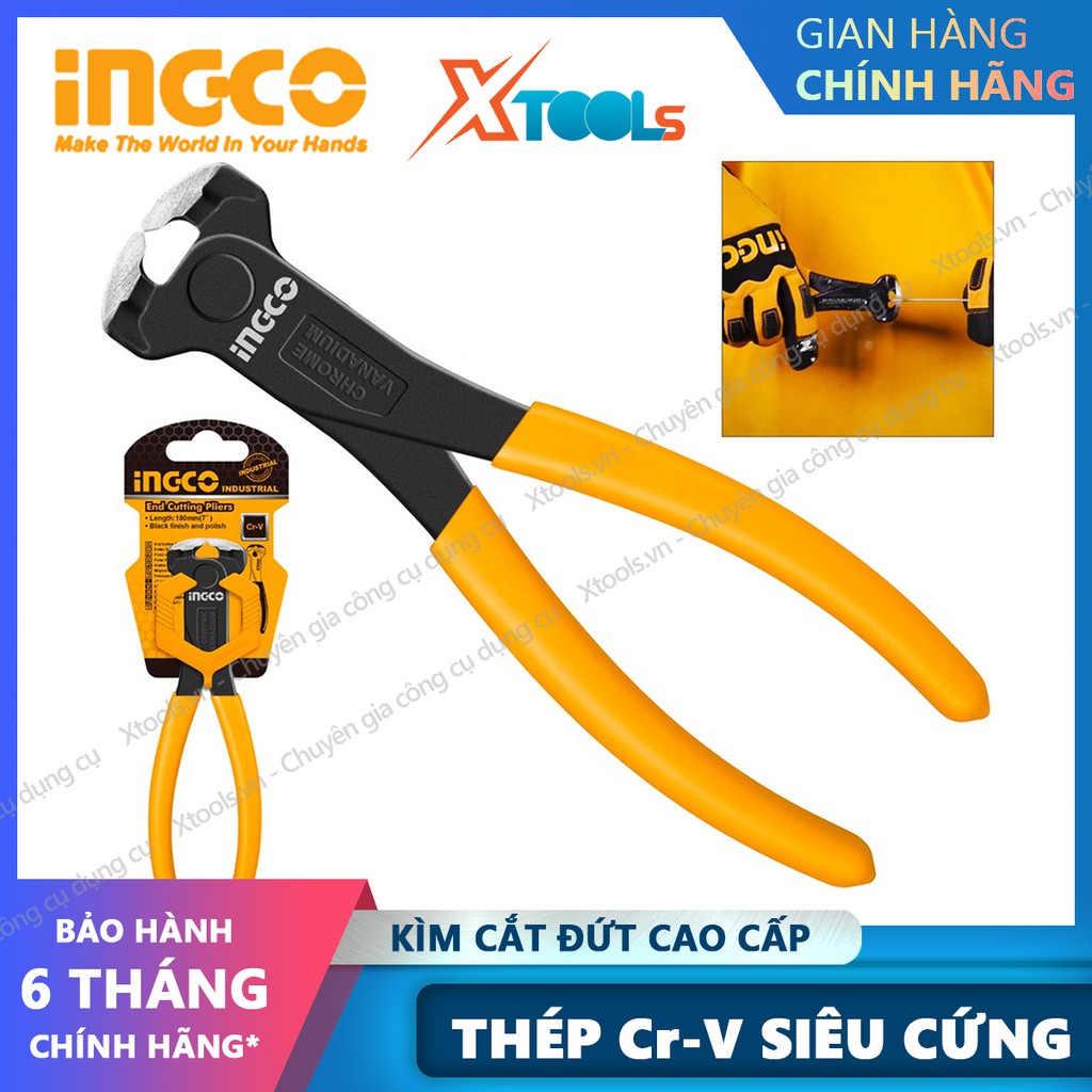 Kìm cắt đứt đa năng cao cấp INGCO 6&quot; 7&quot; kềm thép Cr-V chống rỉ siêu cứng tay cầm cách điện cắt dây điện cắt cáp kim loại