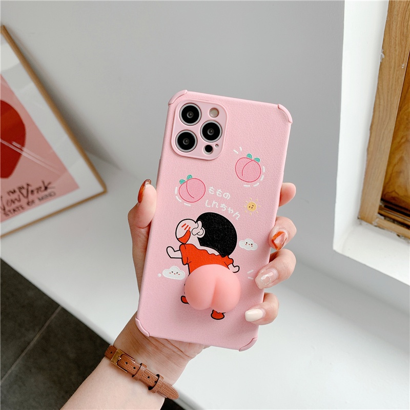 iPhone case 3D cute Crayon Shin-Chan Leather TPU case vỏ điện thoại mềm dễ thương for iphone 7 8 7plus 8plus iX XR XSMAX phone case