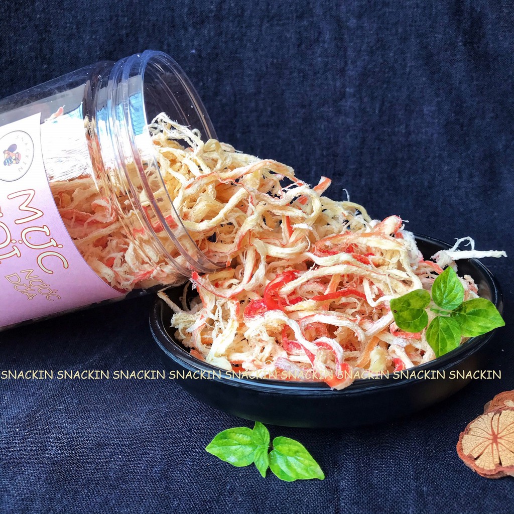 Mực xé sợi hấp nước dừa SNACKIN, hũ pet 250g, 180g, 100g, ăn vặt Hà Nội | BigBuy360 - bigbuy360.vn