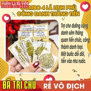 Combo 4 miếng dán linh phù công danh thăng tiến, đổi vận - vượng tài - công danh thăng tiến - t.iền vô