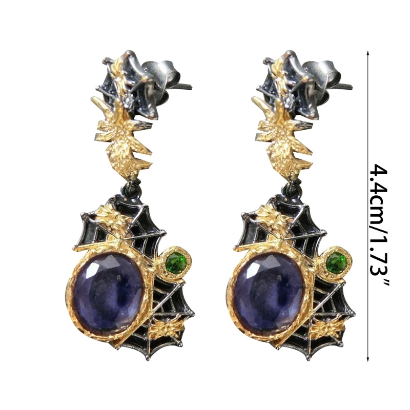 Bông Tai Dáng Dài Hình Nhện Đính Đá Phong Cách Halloween Thời Trang