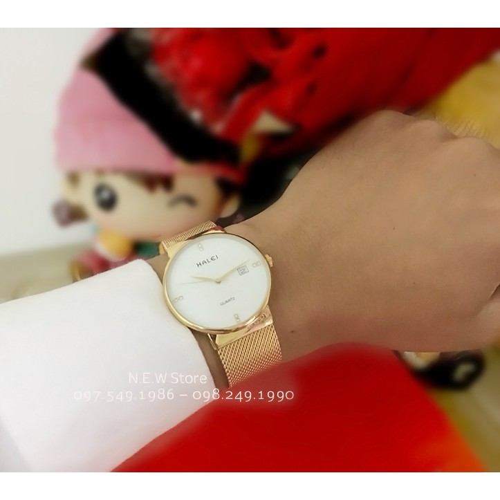 Đồng hồ cặp đôi dây thép lụa Halei Gold Classic | BigBuy360 - bigbuy360.vn
