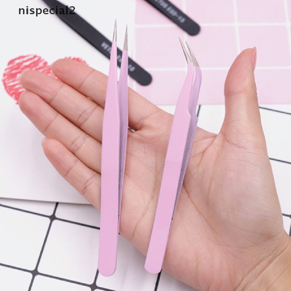 (Hàng Mới Về) Set 2 Nhíp Gắn Mi Giả Thẳng Và Đầu Cong Thuận Tiện
