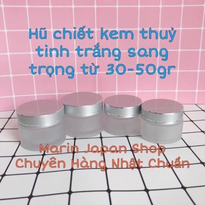 (Sale) Hũ chiết mĩ phẩm, chiết kem lọ thuỷ tinh màu trắng sang trọng từ 30gr - 50gr