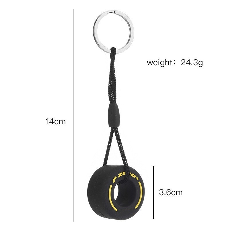 Móc khóa độc đáo hình chiếc bánh xe công thức 1 chất liệu cao su đàn hồi phong cách bền đẹp.4H