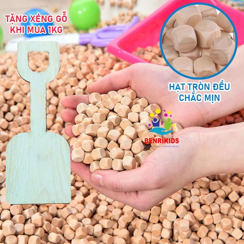 [Tặng Kèm Xẻng] Hạt Gỗ Thay Thế Đất, Cát Cho Bé Chơi Tại Nhà, Đồ Chơi Gỗ An Toàn Cho Bé
