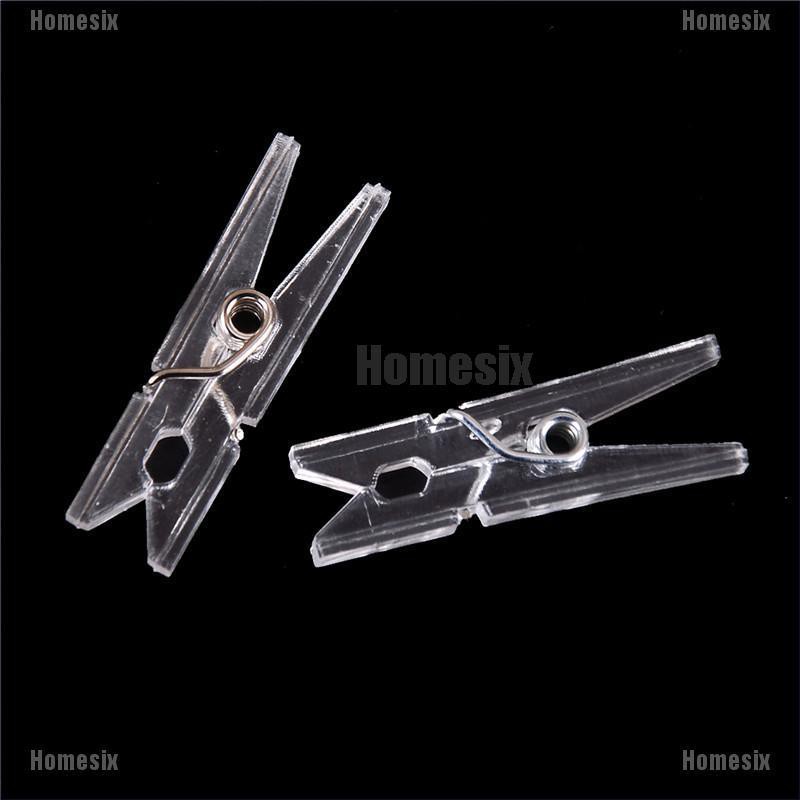 [HoMSI] 20pcs Mini Clear Plastic Doll Clothespin Photo Paper Peg Clips Laundry Hangers SUU