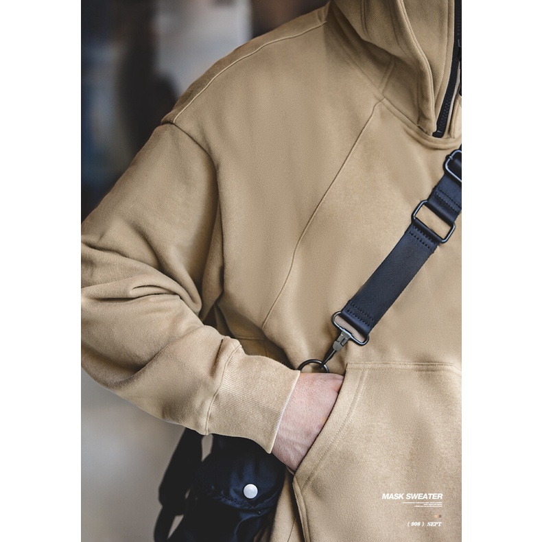 Áo khoác hoodie Maden cổ cao có khóa kéo thời trang đường phố mùa thu Mỹ 2022 trẻ trung