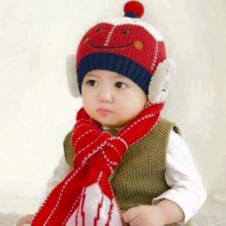 Mũ Len Kèm Khăn Hình Mặt Cười Cho Bé