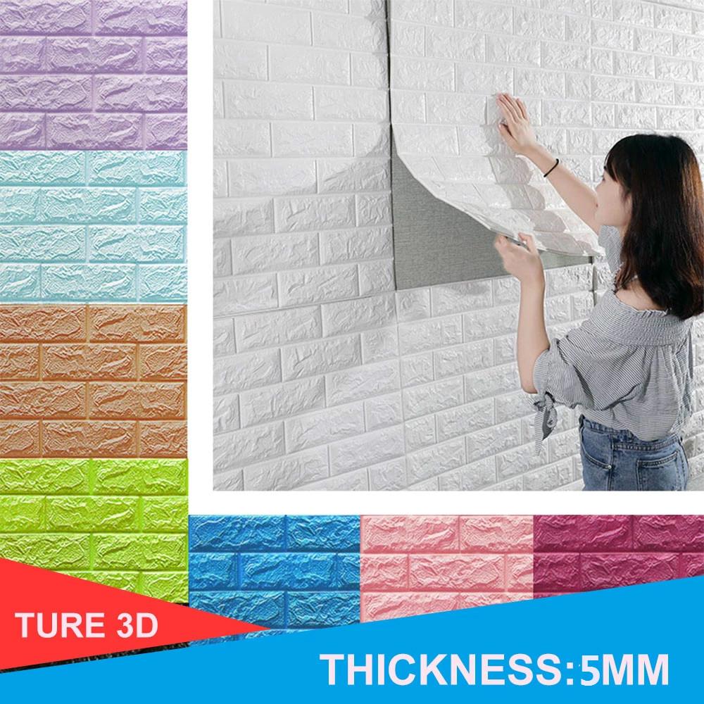 Miếng Dán Tường Giả Gạch 3d Bằng Xốp Chống Thấm Nước Trang Trí Phòng Khách / Phòng Ngủ Cho Bé Diy