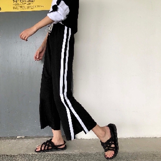 Quần 2 sọc to ống rộng xẻ