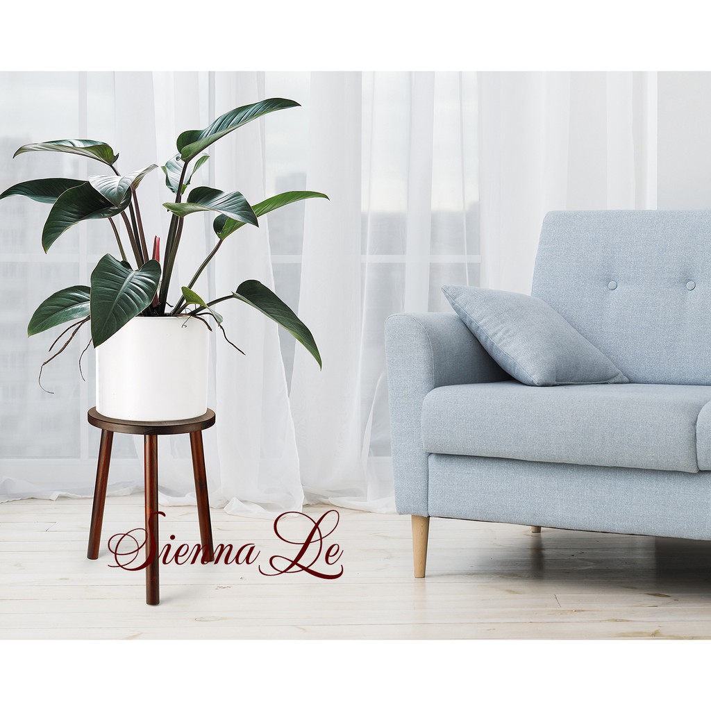 Sienna Le  Kệ Giá Tròn Nhỏ Đỡ Chậu Hoa Đôn Gỗ - Phong Cách Mid-Century - Bàn Trà Bàn Coffee 40x30cm ko ko