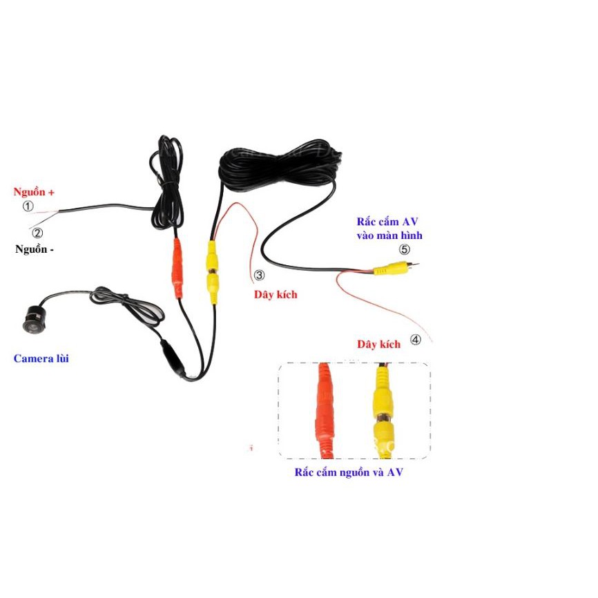 Dây tín hiệu cho camera lùi chân AV khách chọn chiều dài