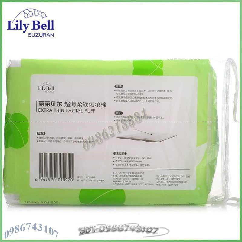 Bông tẩy trang Lily Bell vỏ xanh Extra Thin 240 miếng ABE24