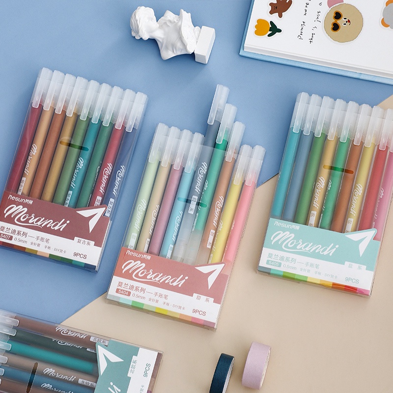 Set 9 bút mực gel nhiều màu sắc dành cho học sinh / nhân viên văn phòng