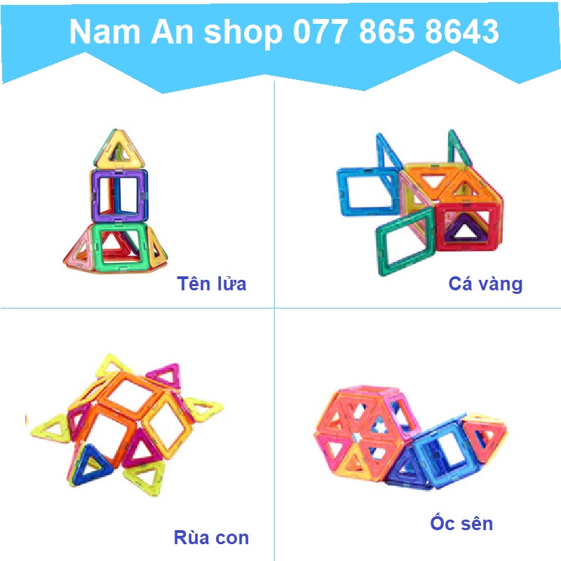 Đồ chơi xếp hình lắp ghép nam châm 50 chi tiết, size lớn. MAGNETIC