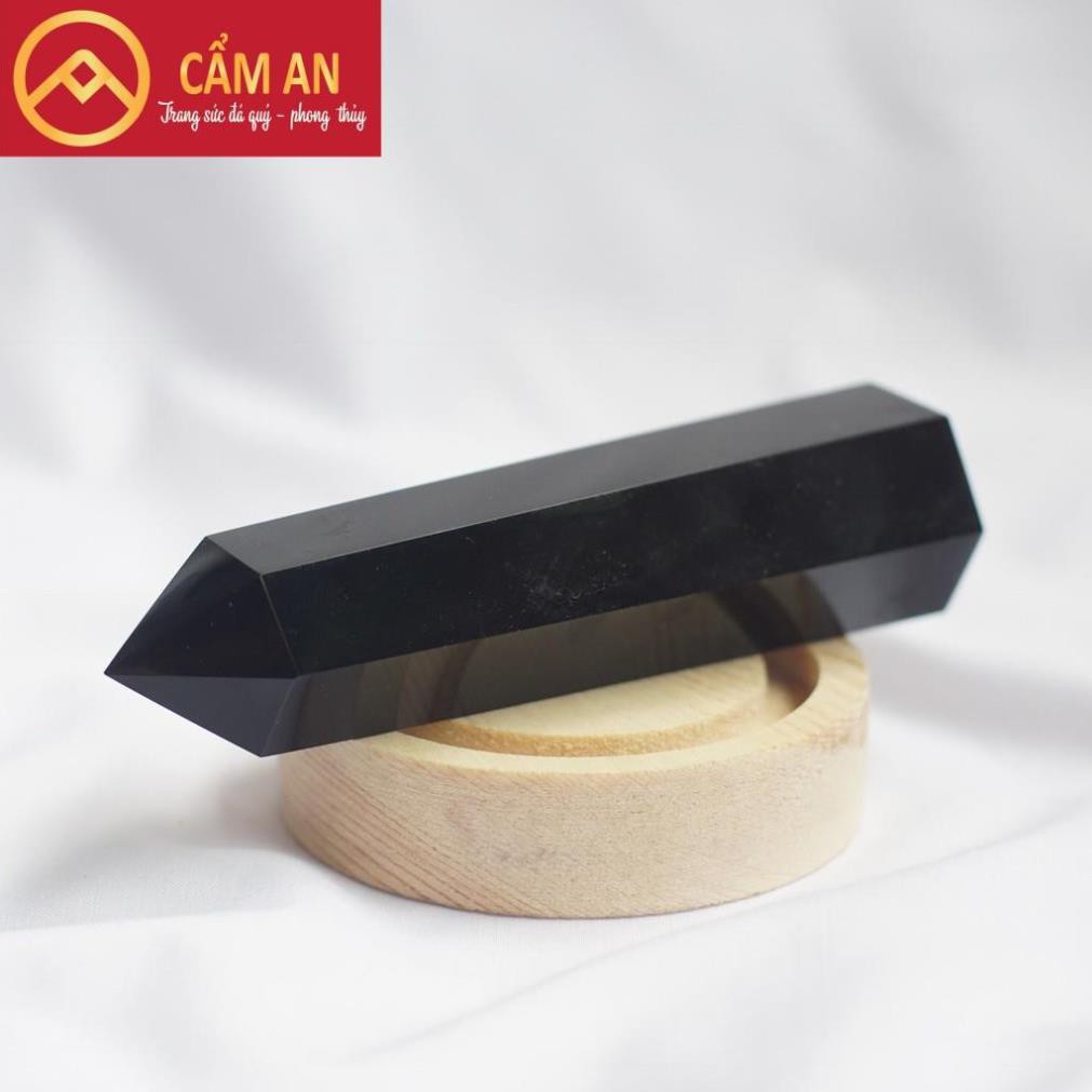 Trụ đá thanh tẩy tự nhiên màu đen giải trừ năng lượng xấu - Cẩm An Jade
