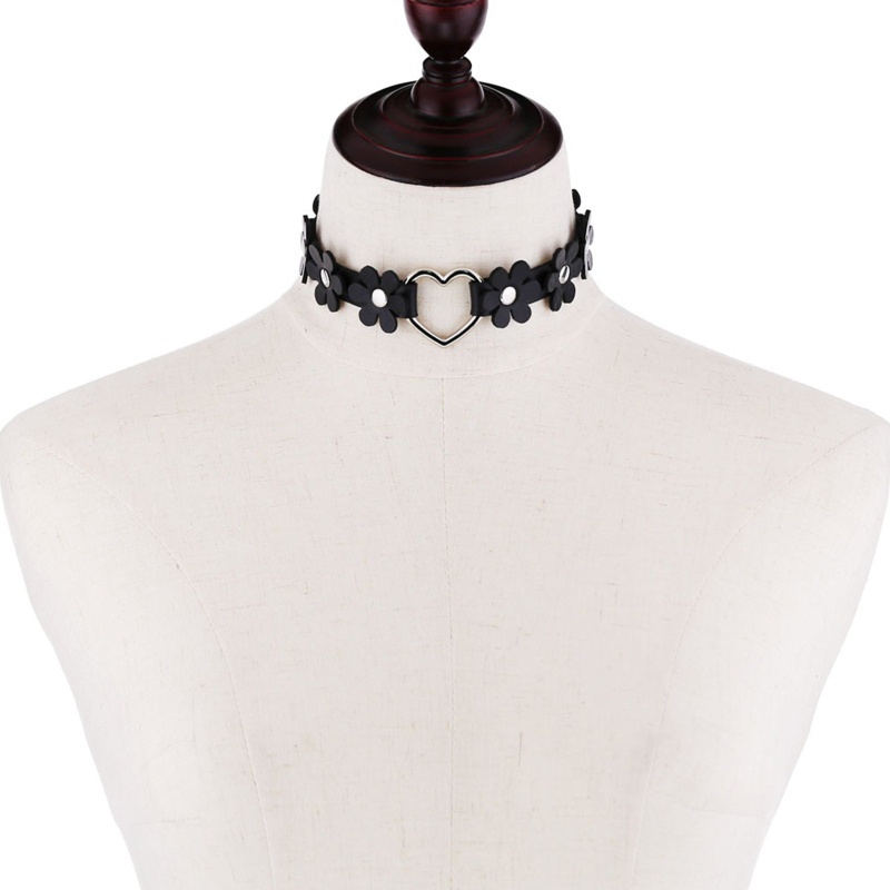Vòng Cổ Choker Da PU Mặt Hình Trái Tim Phong Cách Punk Thời Trang Dành Cho Nữ