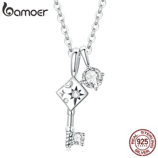 Vòng cổ BAMOER bạc 925 phối mặt hình chìa khóa thời trang cho nữ