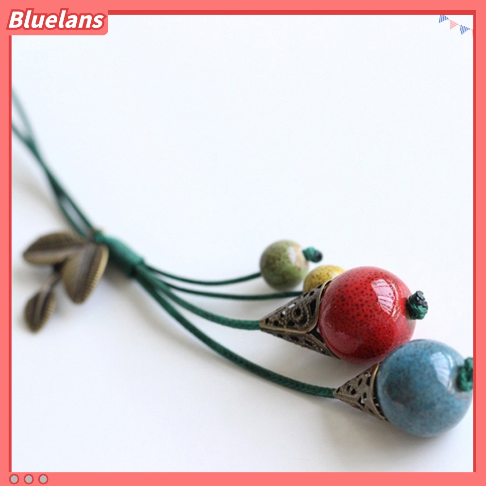 Vòng cổ Mặt Chiếc Lá Đính Hạt Sứ Phong Cách Retro