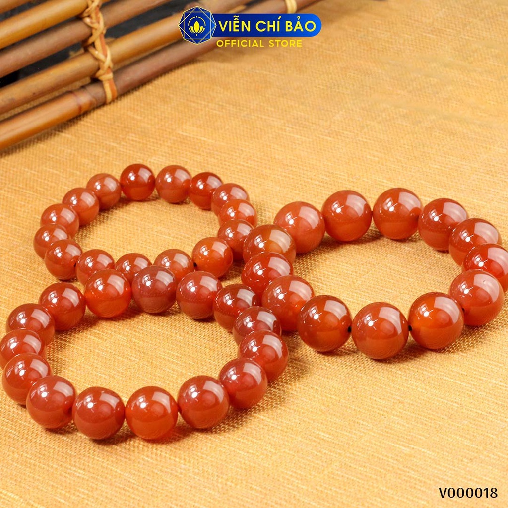 Vòng tay đá phong thủy đỏ mệnh hỏa chất liệu đá tự nhiên thời trang phụ kiện trang sức Viễn Chí Bảo V000019