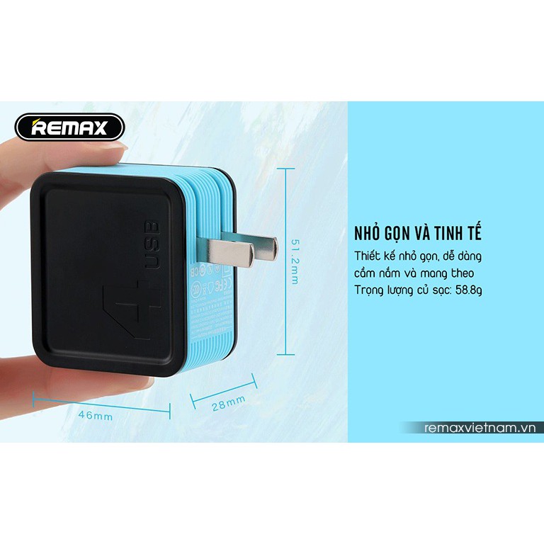 Cục Sạc Điện Thoại Và Máy Tính Bảng 4 Cổng USB Remax 3.4A