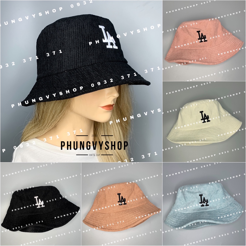 Mũ bucket tai bèo vành thoáng mát basic unisex nam nữ phong cách hàn quốc Phungvyshop - nón BO Nhung Gân Tăm Thêu LÃ