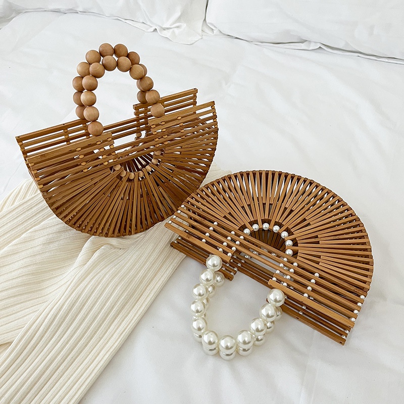 Túi Xách JASMIN NOIR Tay Bằng Tre Thiết Kế Phong Cách Retro Giản Dị Dành Cho Nữ