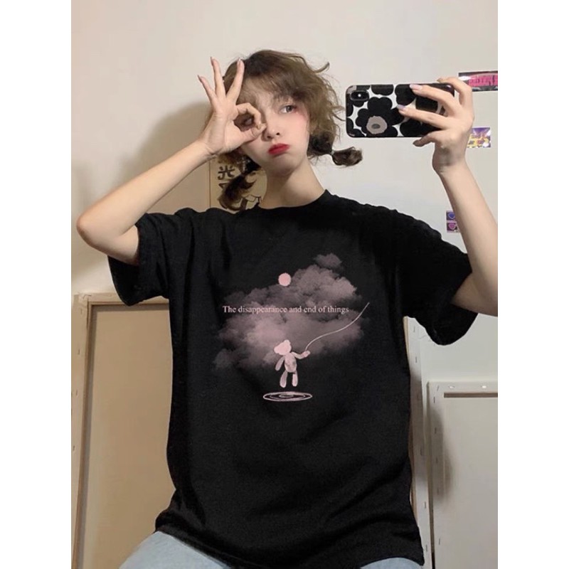 [ Ảnh thật + video] Áo thun tay lỡ, áo phông freesize oversize hình gấu unisex hai màu đen, trắng | BigBuy360 - bigbuy360.vn