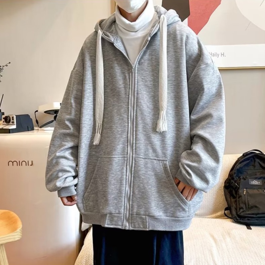 Áo Khoác Có Nón Phối Khóa Kéo áo khoác nam Đơn Giản Thời Trang áo khoác hoodie Hàn Quốc Mới áo khoác dây kéo Nam Nữ