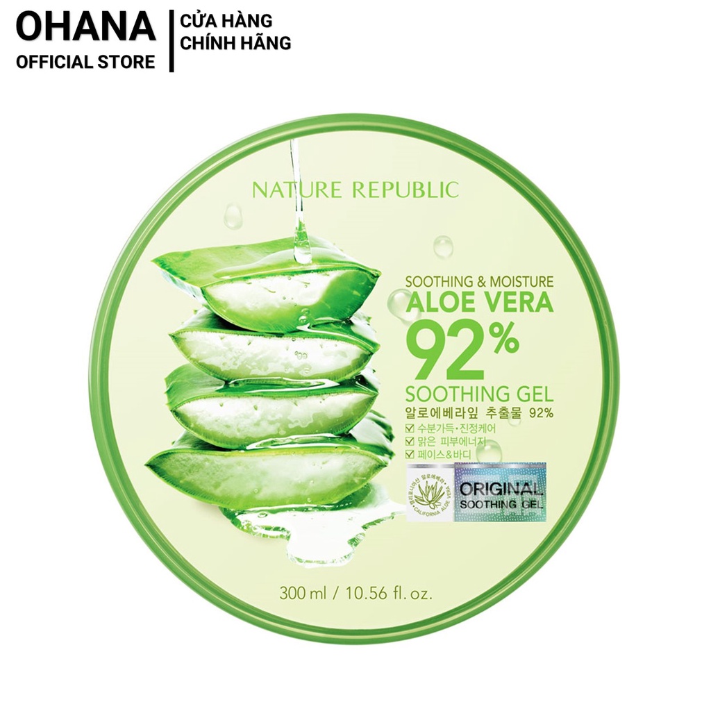 Gel Lô Hội Dưỡng Da Đa Năng Nature Republic Soothing &amp; Moisture Aloe Vera 92% Soothing Gel 300ml