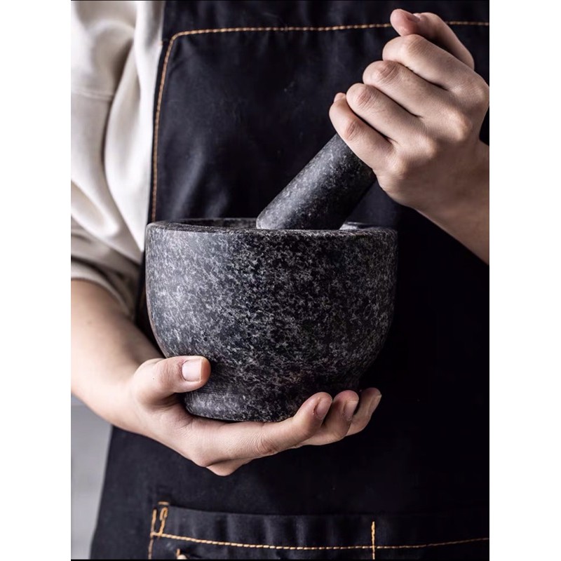 Cối chày đá giã nhuyễn đồ gia vị thực phẩm phòng bếp