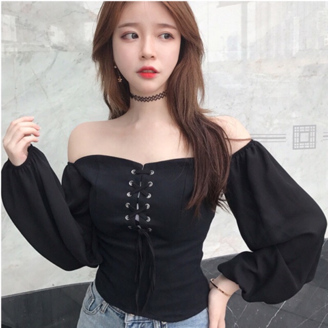 Áo trễ vai( sẵn đen )