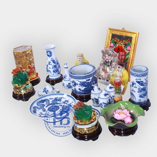 Bộ đồ thờ thần tài bé đầy đủ Xanh