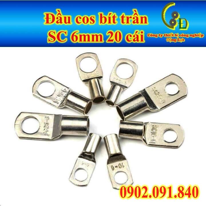 Đầu cos dây điện bít trần SC 6-6, SC 4-6, cốt  bích bằng đồng bấm nối dây 5mm, 6mm đấu máy hàn, ắc quy