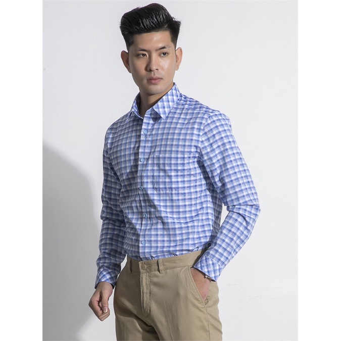 Áo sơ mi kẻ sọc dài tay nam Aristino ALS60107 phom regular fit kẻ caro
