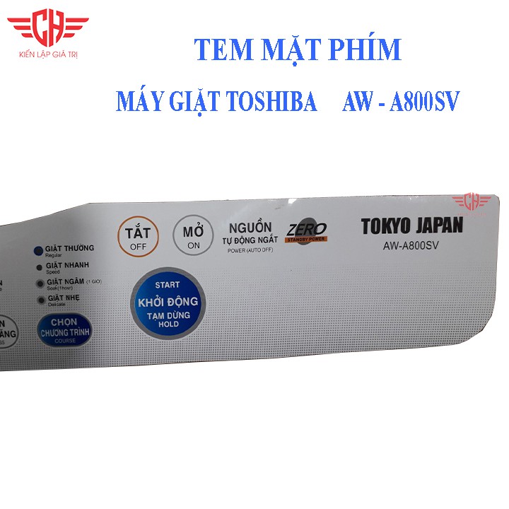 Tem bảng điều khiển máy giặt to shiba AW - A800SV TD16 tem mặt phím