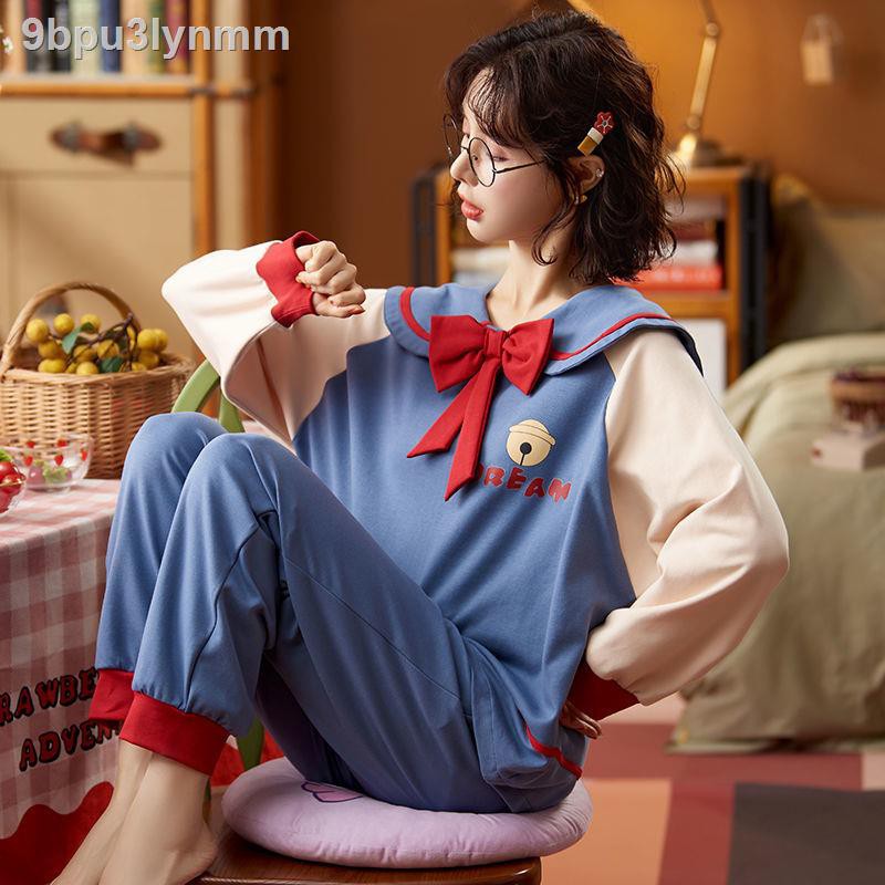 Đồ bộ/ Đồ mặc nhàPyjama nữ mẫu xuân thu cao cấp cotton tinh khiết dài tay kiểu công chúa dễ thương dáng mới lạ người nổi