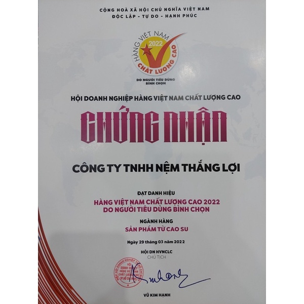 Nệm cao su Thắng lợi CHÍNH HÃNG đủ các size -cao  bh 15 năm