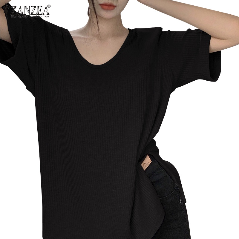 Áo thun ZANZEA tay ngắn cổ chữ V thời trang dành cho nữ