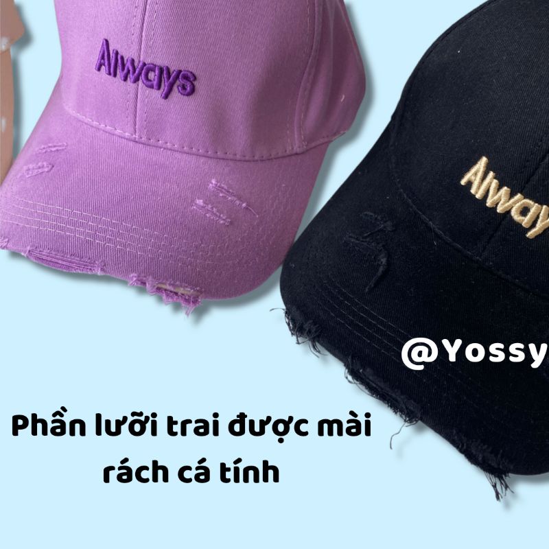 Mũ lưỡi trai rách Yossy unisex phong cách Hàn Quốc ❤ Nón kết kaki nam nữ Cao Cấp