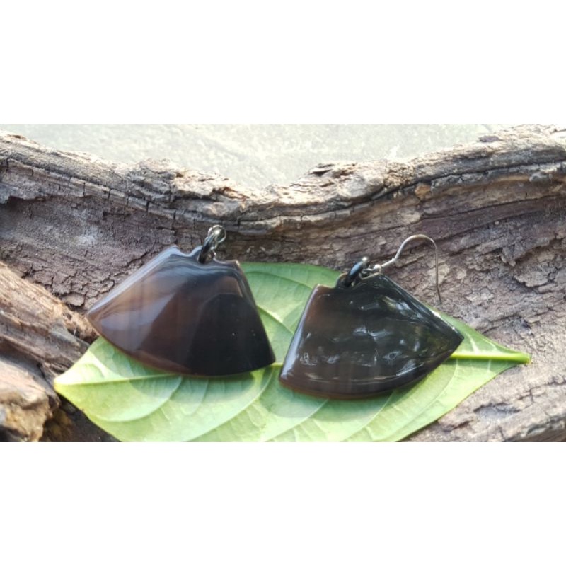 Hoa tai, bông tai bằng sừng trâu tự nhiên nguyên khối