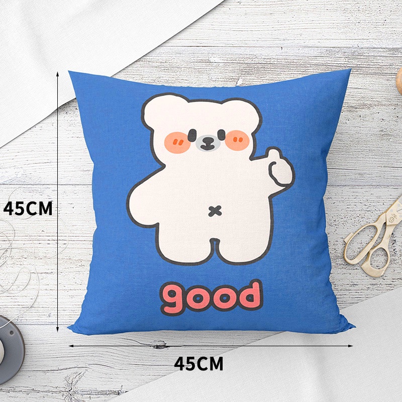 Áo Gối Kiểu Vuông In Hình Gấu Đáng Yêu 45x45cm