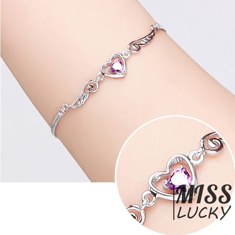 Vòng tay hợp kim đính đá hình tim xinh xắn