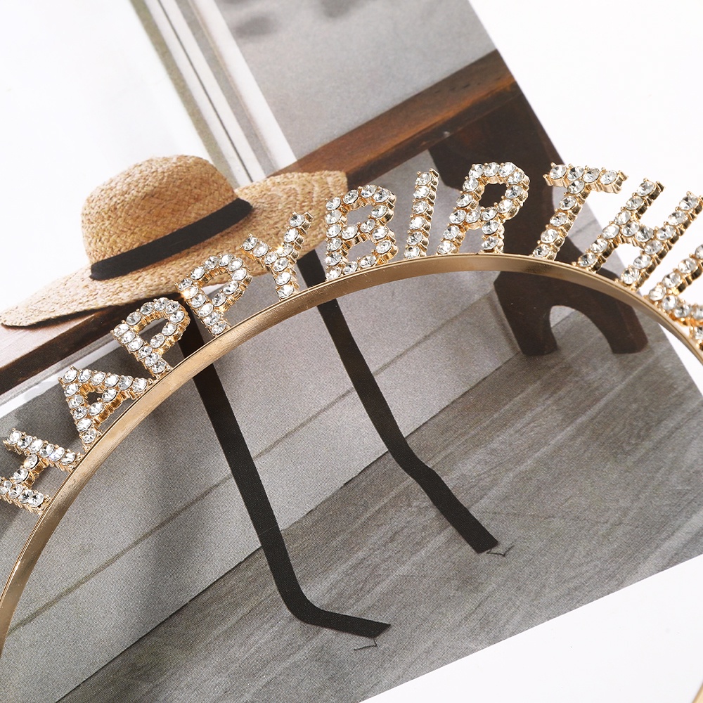 Băng đô Haimeikang họa tiết chữ đính đá phong cách Âu Mỹ cho tiệc sinh nhật