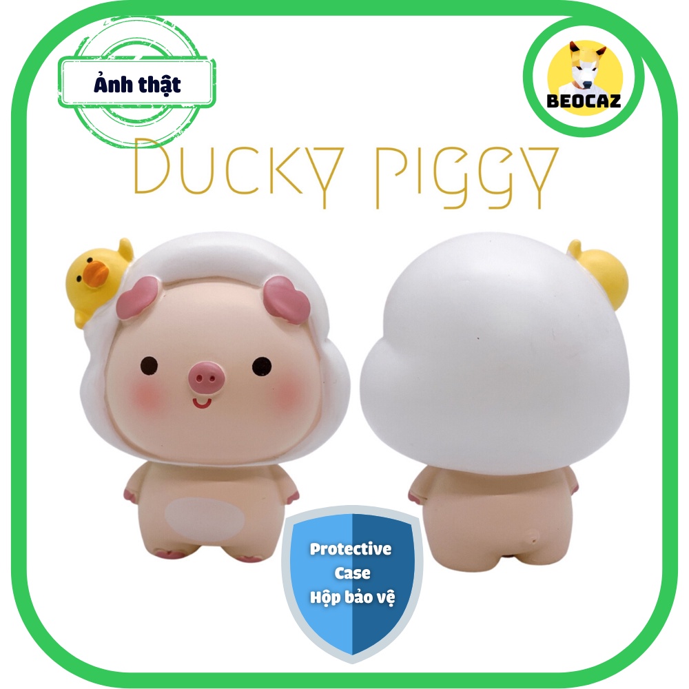 [Full Box Tặng Hộp Bảo Vệ] Mô hình lợn vịt vàng heo hồng Ducky Piggy dễ thương may mắn trang trí quà tặng Beocaz