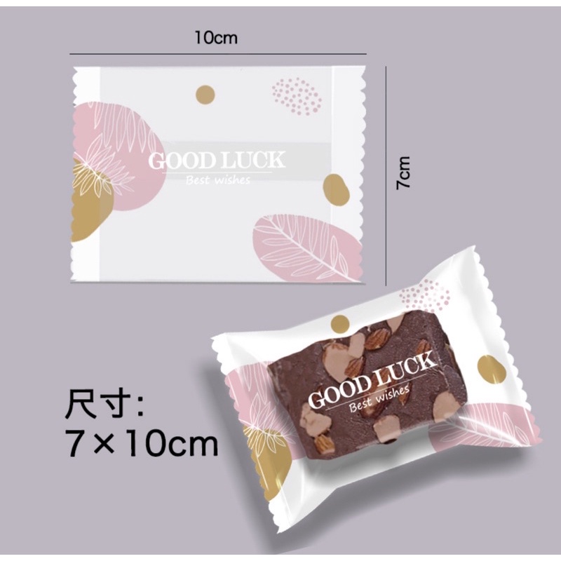 100 túi bánh quy, bánh hành 7x10cm mẫu lá hồng