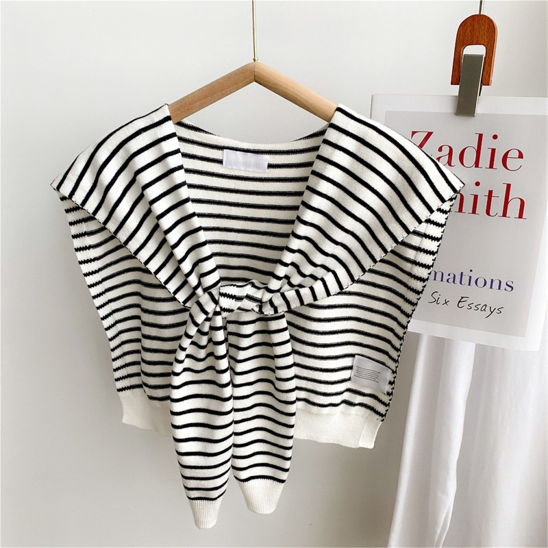 Khăn Choàng Cổ Dệt Kim Màu Trơn Họa Tiết Kẻ Sọc Cho Nữ