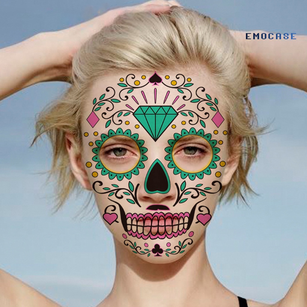 Hình Xăm Dán Mặt Và Cơ Thể Dạ Quang Hai Màu Lâu Trôi Không Gây Kích Ứng Cho Người Lớn Dịp Halloween