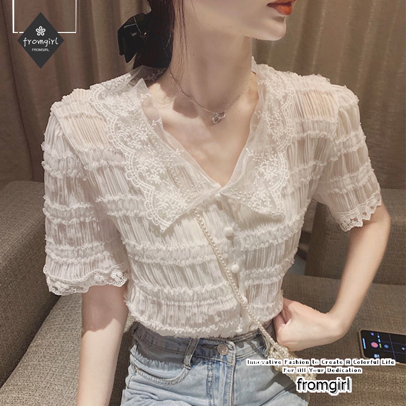 Áo sơ mi voan ngắn tay thời trang mùa hè dành cho nữ 2021